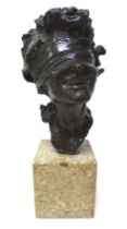 Giuseppe Renda (Italian, 1859-1939): 'Bust of a girl wearing a blindfold' (La Dea Bandata V2), a
