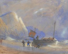 A 19th century watercolour beach scene initialed JBL dated 1859, the plate suggests John Bernay