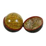 A George III pocket globe and shagreen case, 2 ¾" diameter, likely George Adams after Herman Moll,