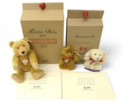 Steiff Teddy Bear Dicky 1935 replica, blond mohair, posable five jointed bear standing 25cm tall,