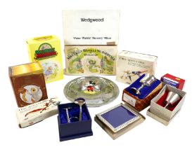 A collection of vintage Christening items, all boxed, circa 1980s, including a Wedgwood Mrs tiggy