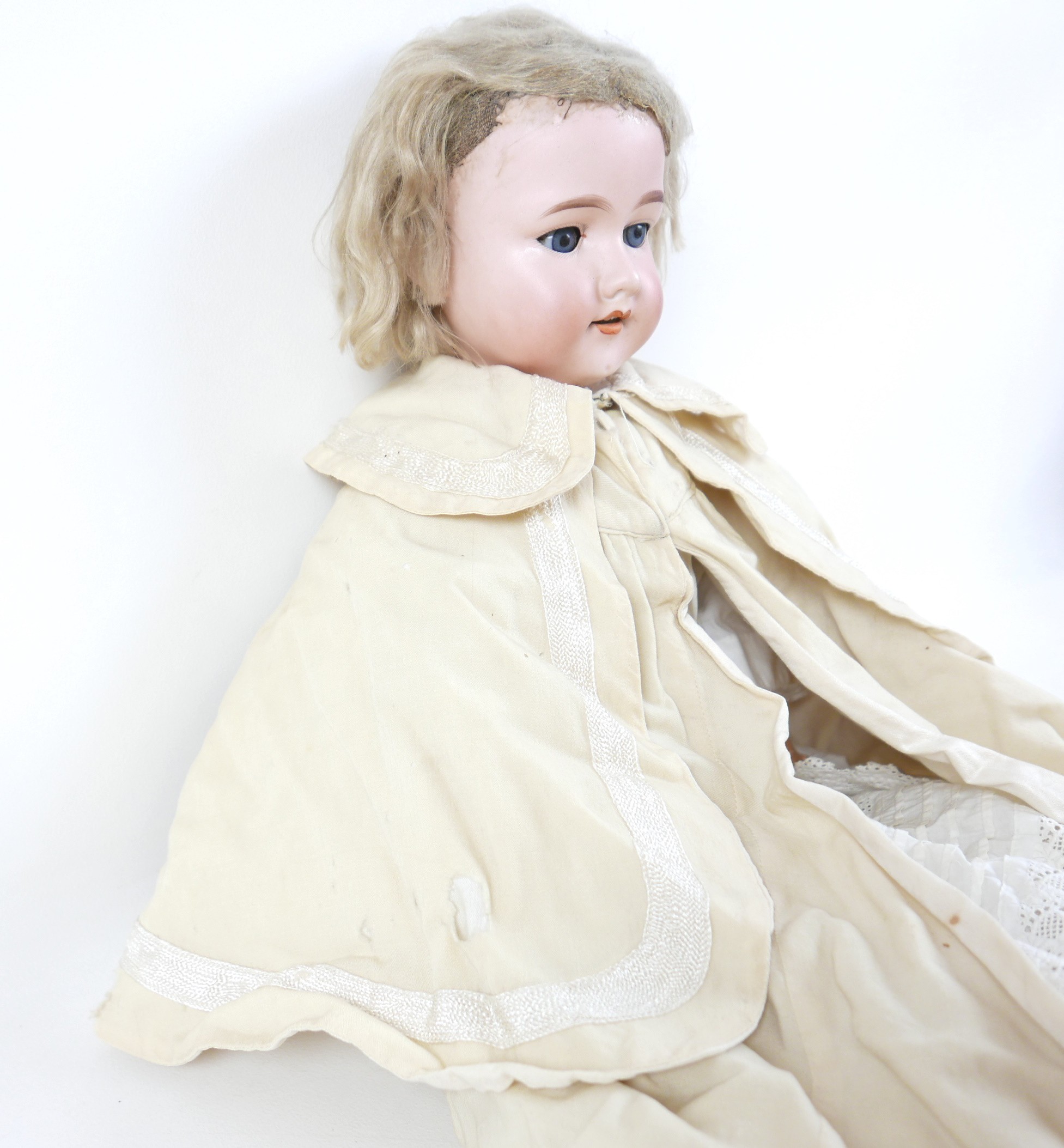 An Armand Marseille bisque porcelain headed doll with open mouth and sleepy eyes, 80cm tall. Some - Bild 13 aus 14