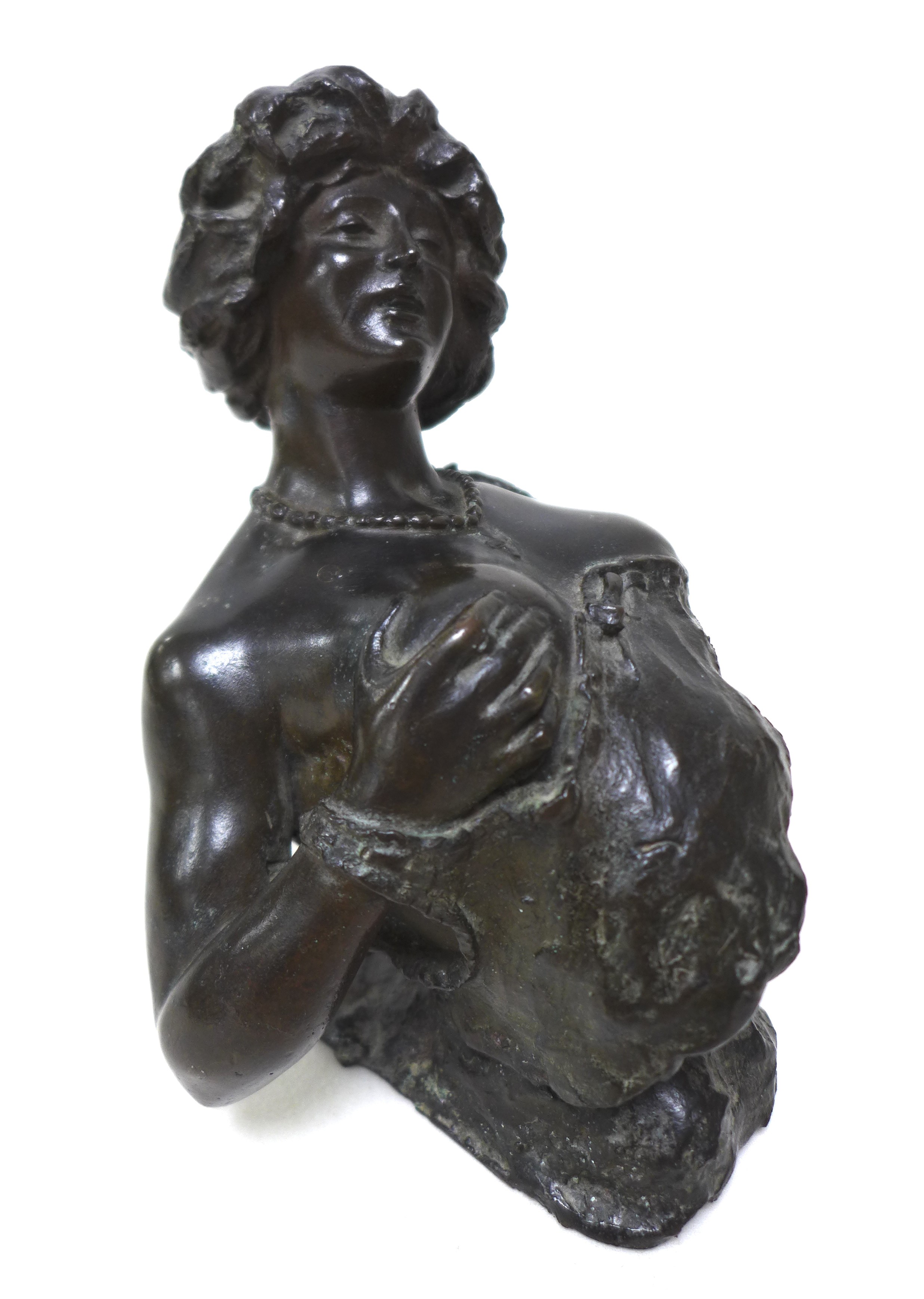 Giuseppe Renda (Italian, 1859-1939): 'Woman exposing her breast', a bronze sculpture, signed 'G - Image 3 of 11