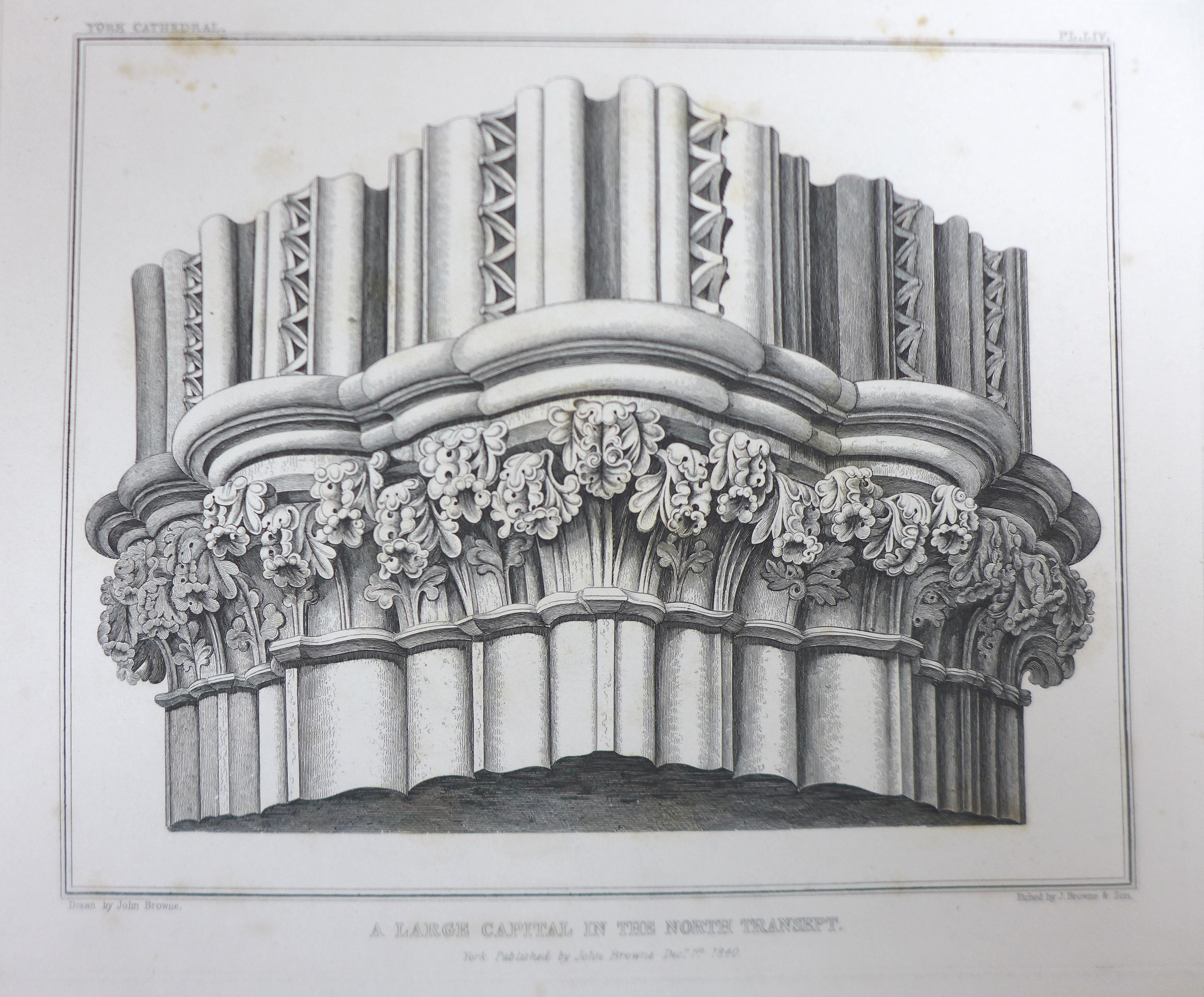 A collection of unframed prints, fifteen of York Cathedral - architectural studies, 30 by 36cm, - Image 9 of 16