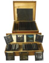 Photographic interest, a collection of approximately 40 large negative glass image plates, depicting
