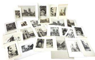 A collection of thirty George Weston etchings including York minster, all unframed, some duplicates.