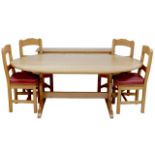A Country Craftsman (Lincolnshire) modern beech dining suite, handcrafted, comprising an oval dining