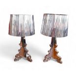 A pair of Kartell Bourgie lamps, model designed by F. Laviani, with silver coloured shades (2)