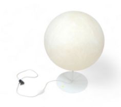 A large spherical 'Moon' lamp, on white metal base, 60 by 60 by 80cm high.