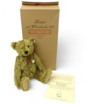 Steiff teddy bear with hot water bottle 1907, brass coloured mohair, posable five jointed bear