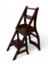 A mahogany metamorphic library chair/steps in the Victorian style, 43 by 43 by 81cm high.