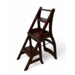 A mahogany metamorphic library chair/steps in the Victorian style, 43 by 43 by 81cm high.