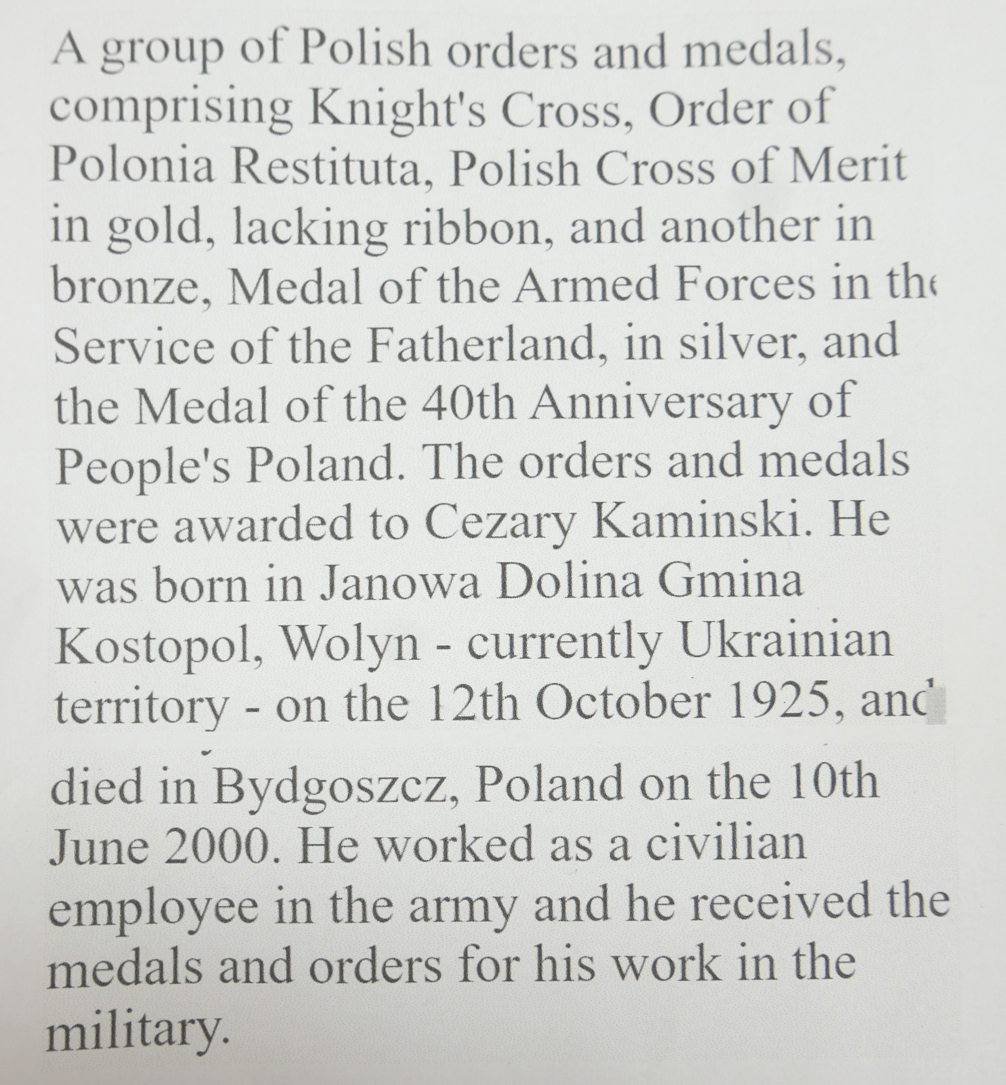 A group of five Polish orders and medals, comprising Knight's cross, Order of Polonia Resituta, - Image 11 of 11