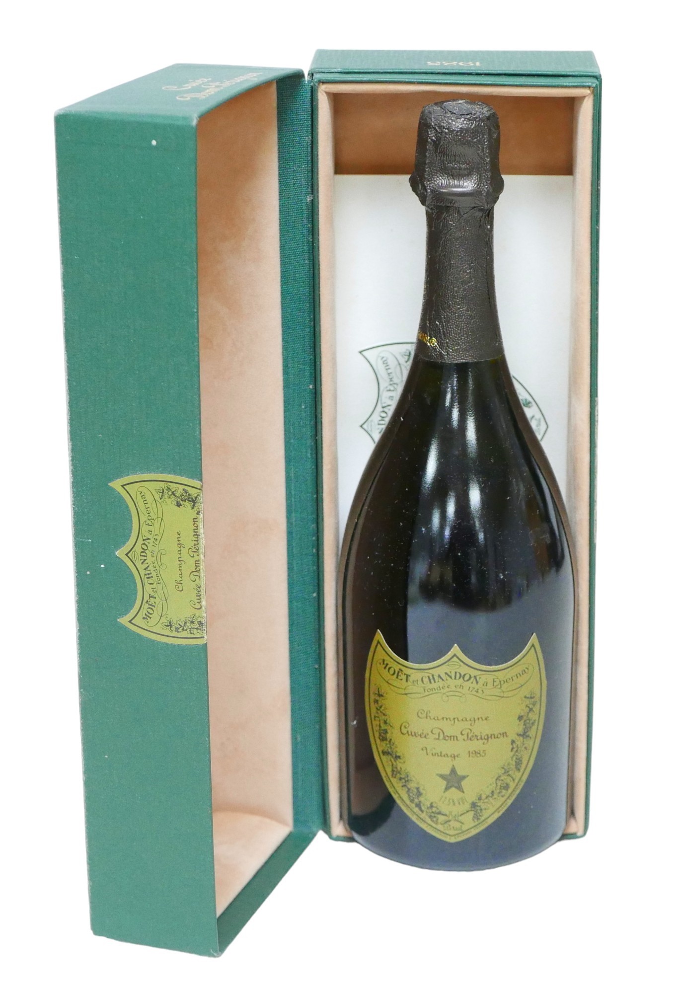 Vintage champagne: a bottle of Moet & Chandon, Cuvee Dom Perignon, vintage 1958, with original