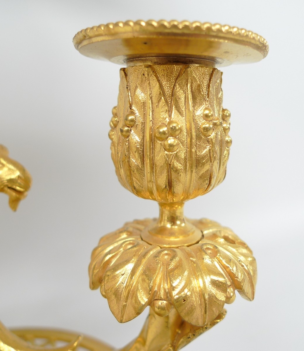 An early 20th century French ormolu bouillotte lamp, the three branches with rams head terminals - Image 21 of 22