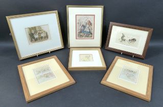 A collection of six children’s prints, 19th and early 20th century, to include Louis Wain bookplate,