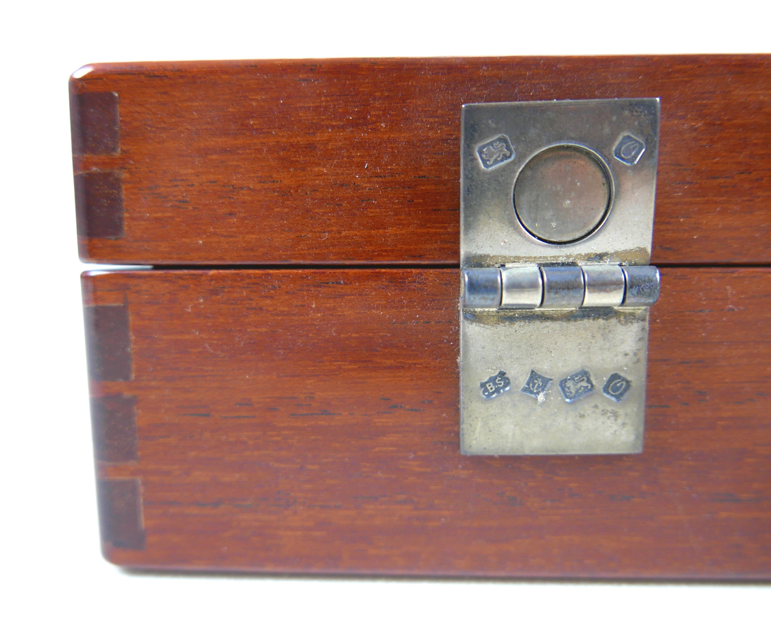 An unusual bespoke mahogany briefcase, silver mounted fittings, horn handle, oval plaque with - Image 6 of 16