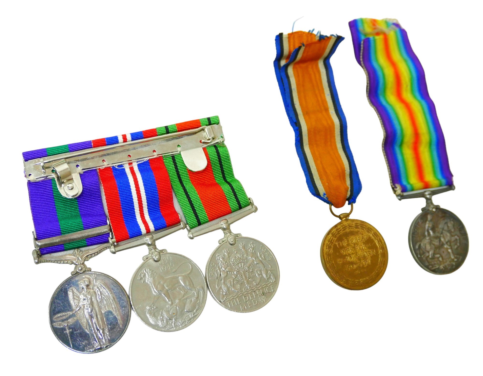 A WWI and a WWII medal group, comprising of a WWI War and Victory Medal, named 015543 PTE. E. - Image 3 of 3