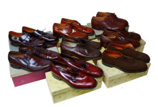 Eight pairs of gentleman's leather shoes, all size 8, including shoes by Barker, Tucker's, Church's,