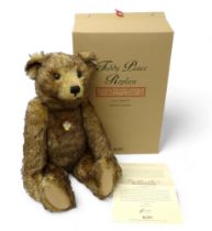 Steiff Peace 1925 replica of the brown tipped mohair 65cm tall teddy bear, with posable limbs,