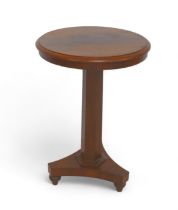 A Victorian mahogany side table on an hexagonal colloid and platform base, 50 by 50 by 72cm tall.