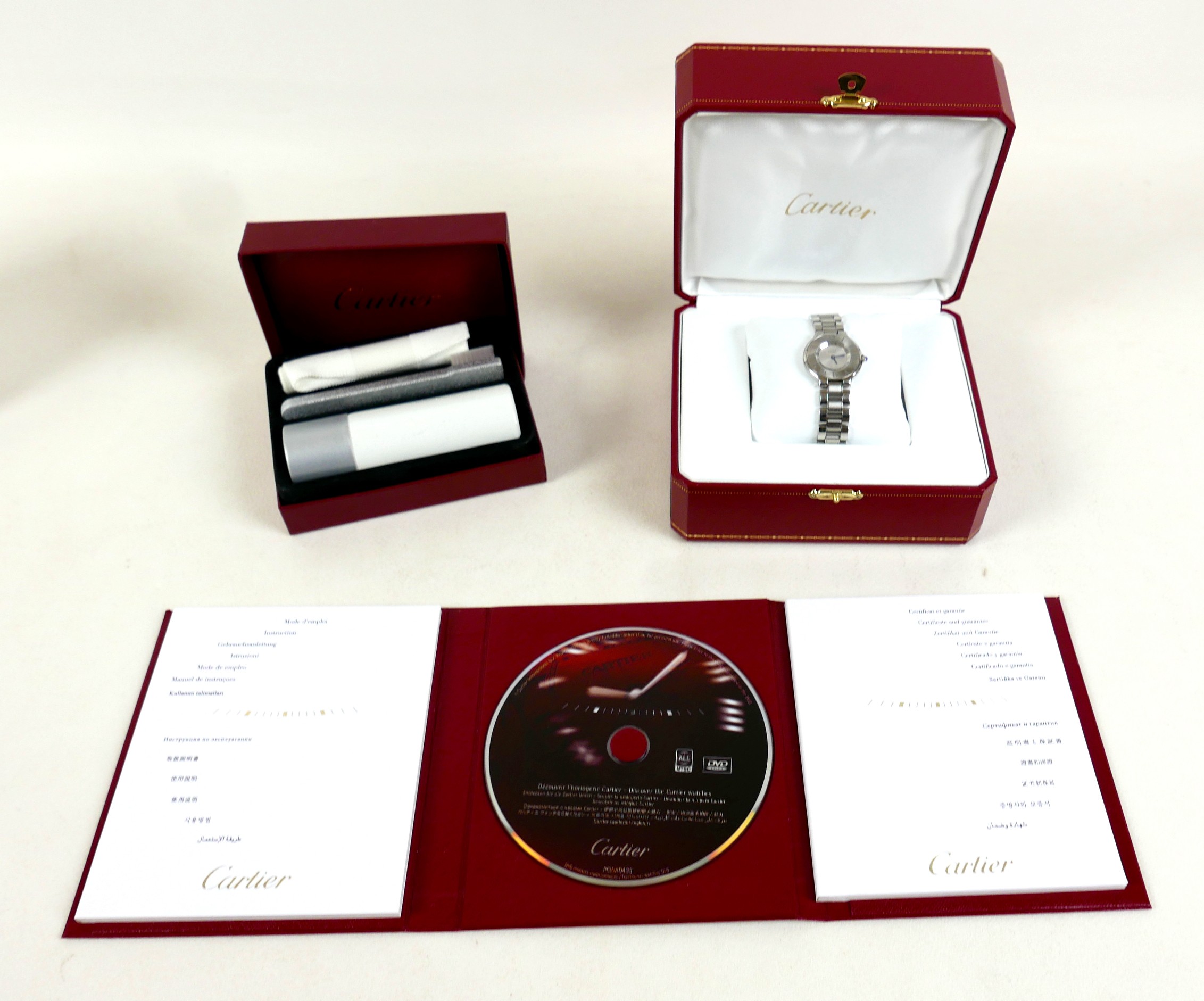 A Must de Cartier 21 stainless steel lady's quartz bracelet wristwatch, 28mm case, model 1340, - Image 9 of 10