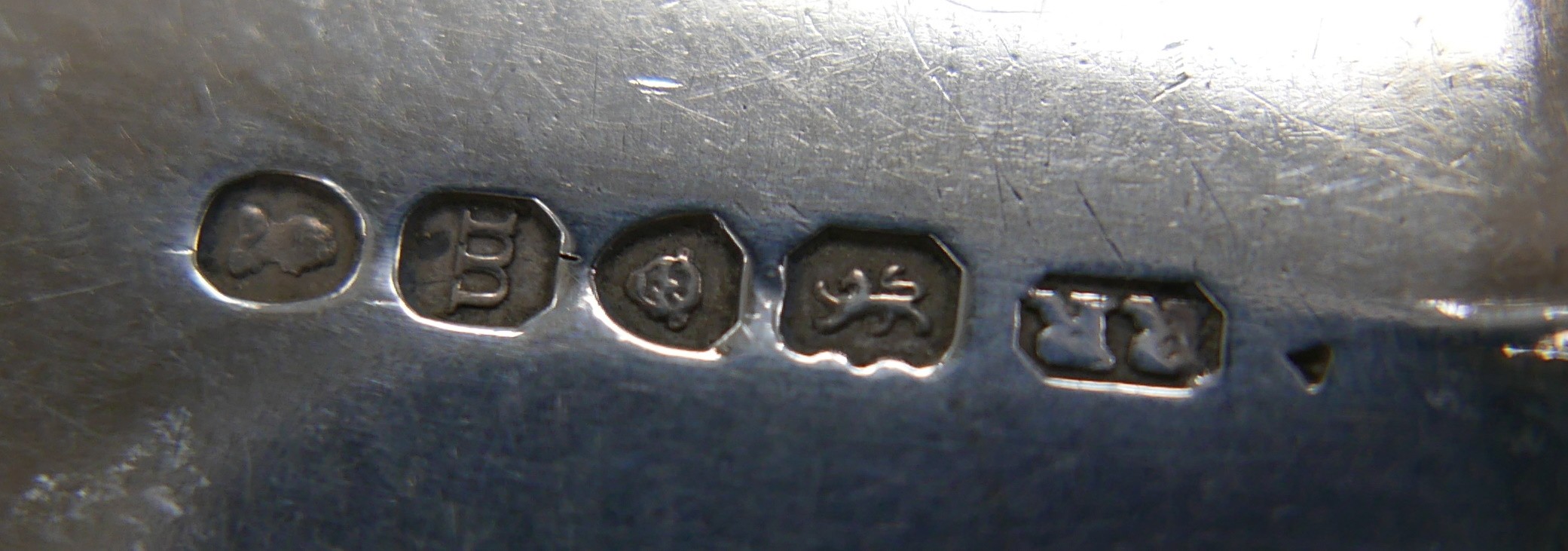 Three George III and later silver table spoons, comprising an old English pattern spoon, monogram to - Image 5 of 6