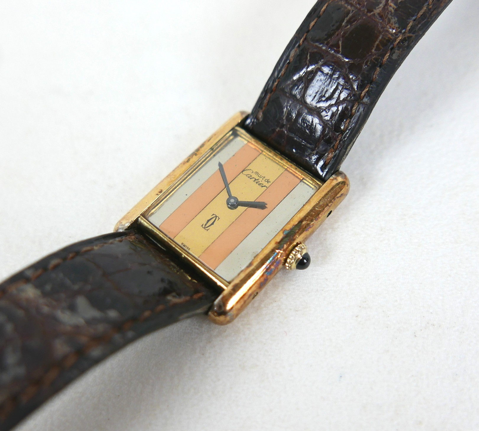 A vintage Must de Cartier lady's tank wristwatch, ref. 6 145571, silver gilt rectangular case - Image 3 of 14