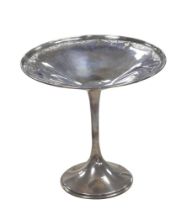 An American silver tazza, with pierced decoration to its top rim, raised upon a circular base