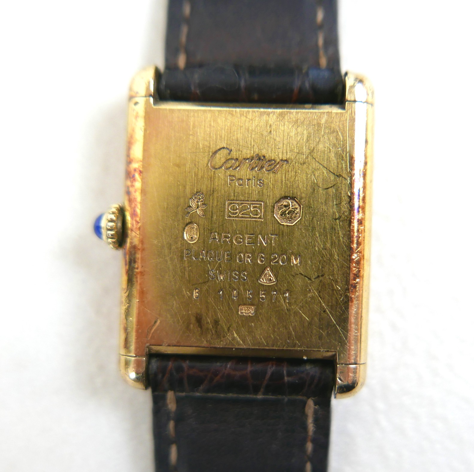 A vintage Must de Cartier lady's tank wristwatch, ref. 6 145571, silver gilt rectangular case - Image 8 of 14