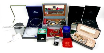 A collection of costume jewellery to include Swarovski necklaces