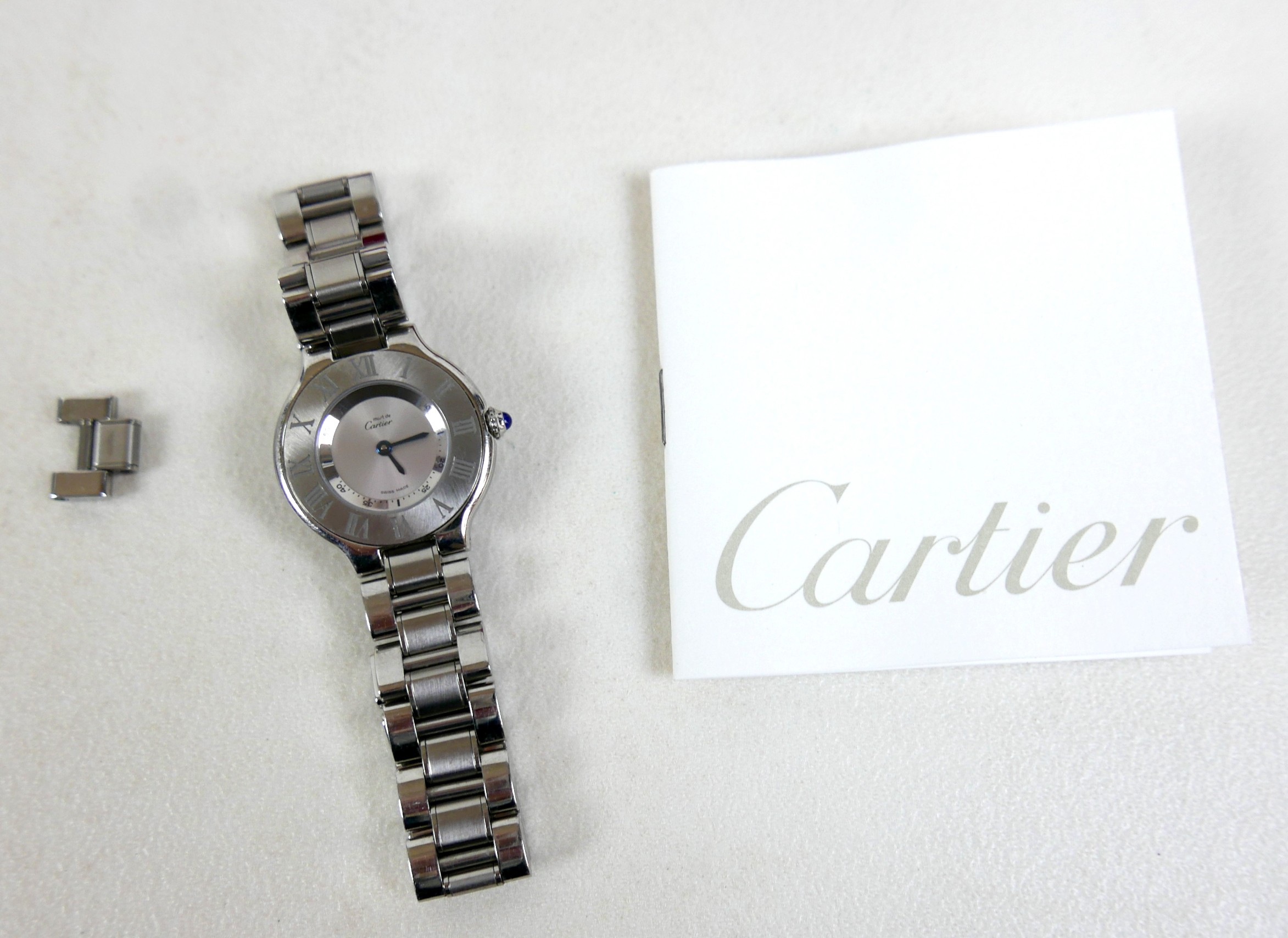 A Must de Cartier 21 stainless steel lady's quartz bracelet wristwatch, 28mm case, model 1340, - Image 7 of 10