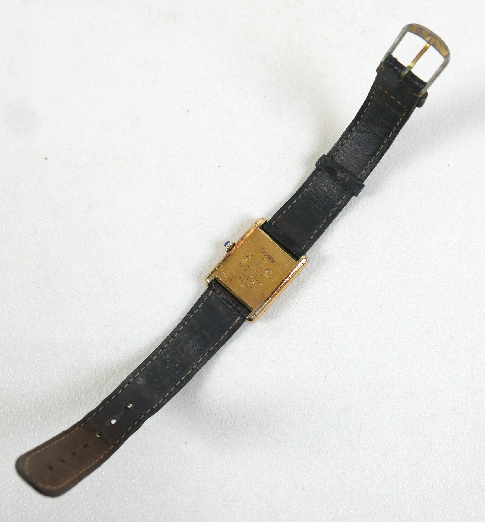A vintage Must de Cartier lady's tank wristwatch, ref. 6 145571, silver gilt rectangular case - Image 7 of 14
