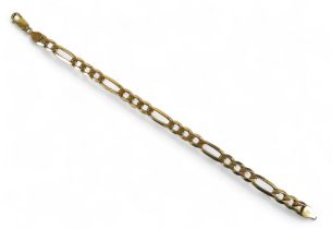 A 9ct gold open link bracelet, with one large and three small ring design alternating, 17.5cm