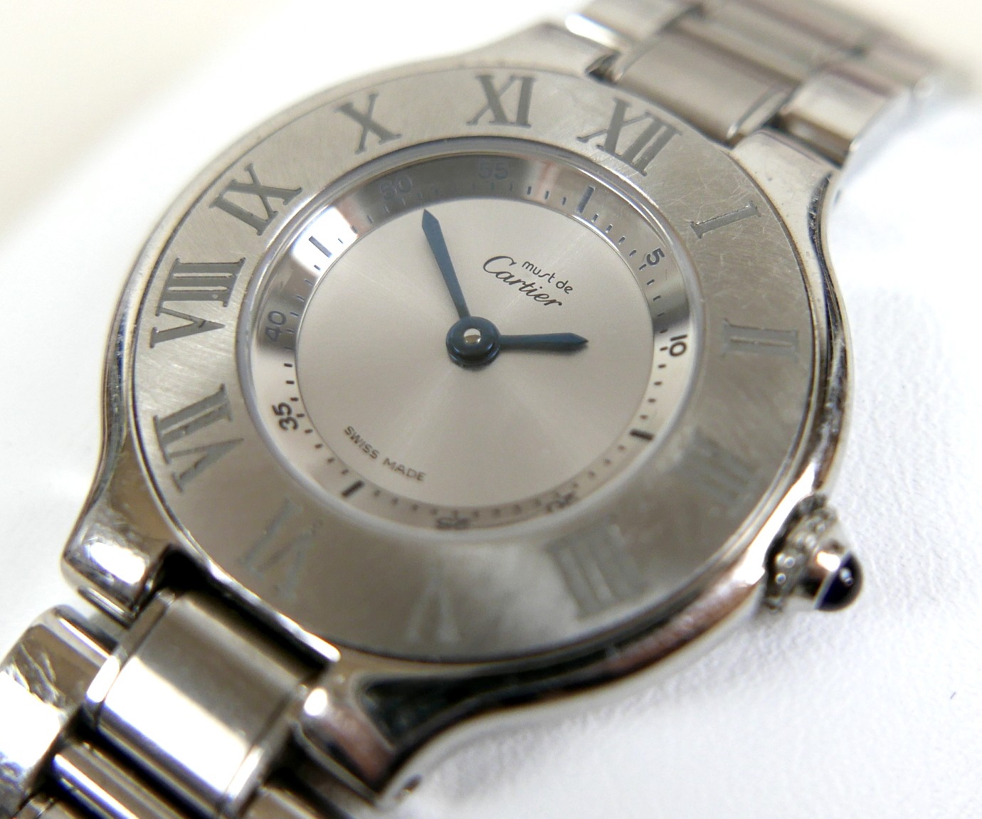 A Must de Cartier 21 stainless steel lady's quartz bracelet wristwatch, 28mm case, model 1340, - Image 2 of 10