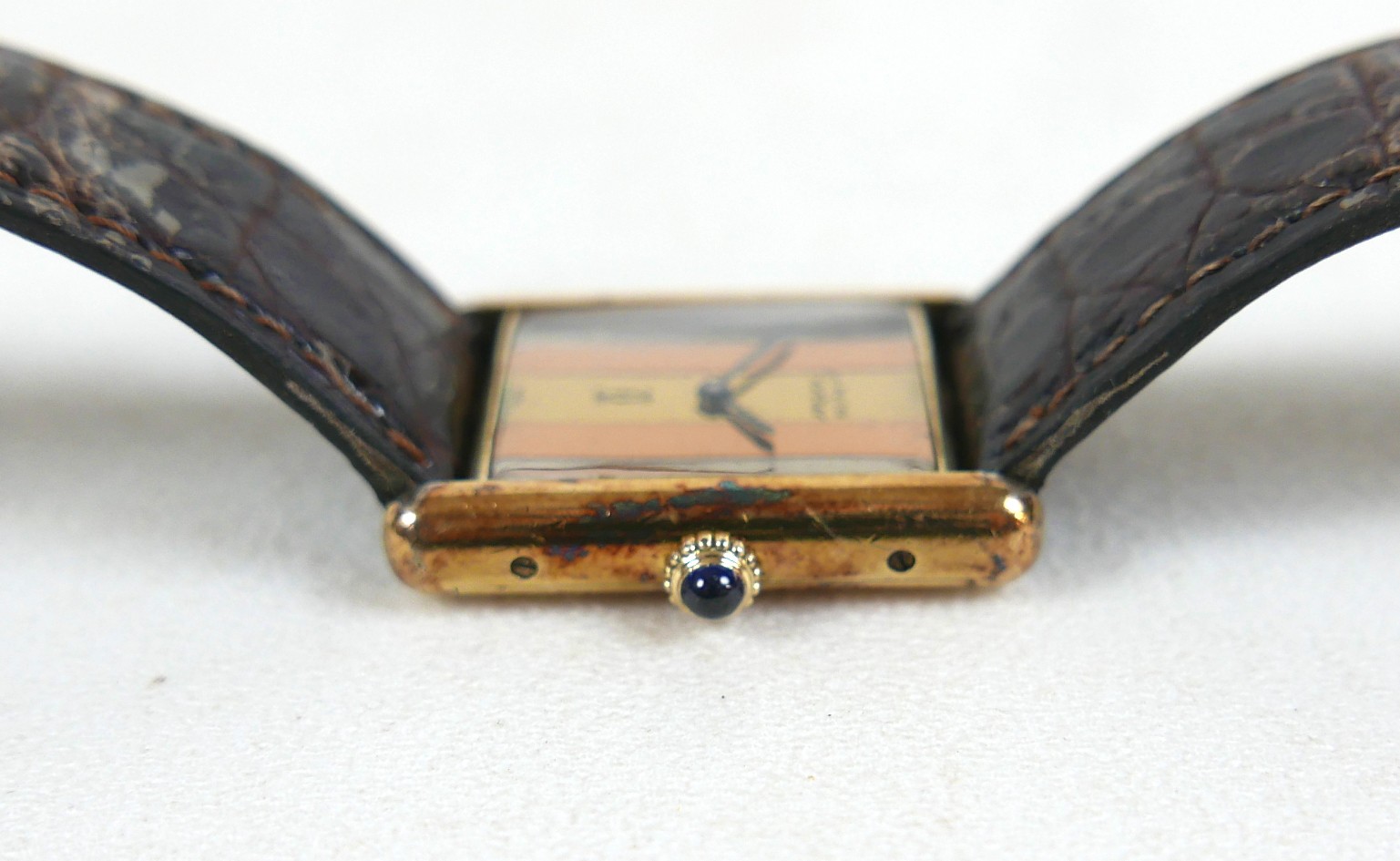 A vintage Must de Cartier lady's tank wristwatch, ref. 6 145571, silver gilt rectangular case - Image 5 of 14