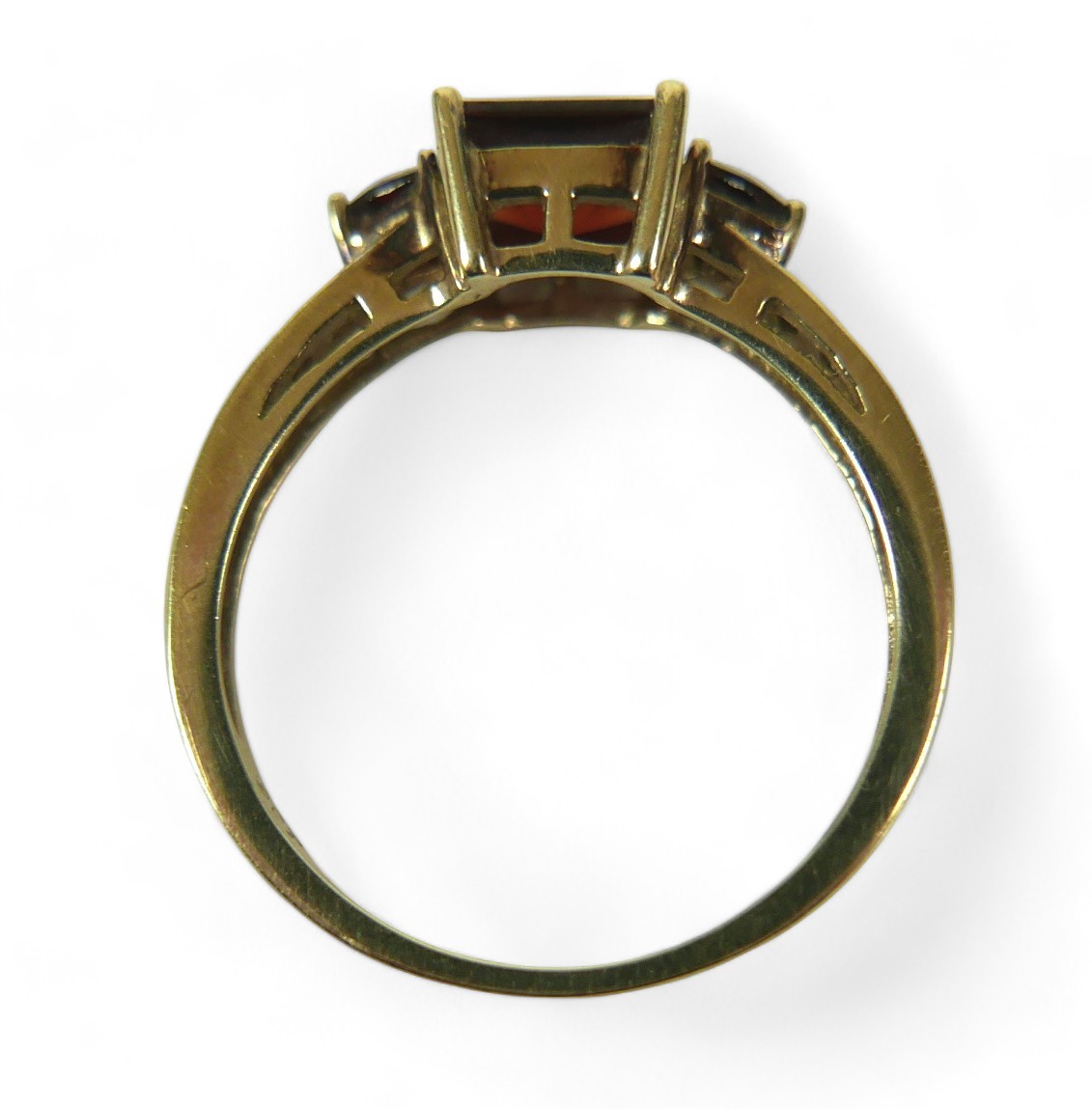 A group of of three 9ct gold dress rings, comprising a pear shaped blue stone ring, 18.57mm at - Image 7 of 12