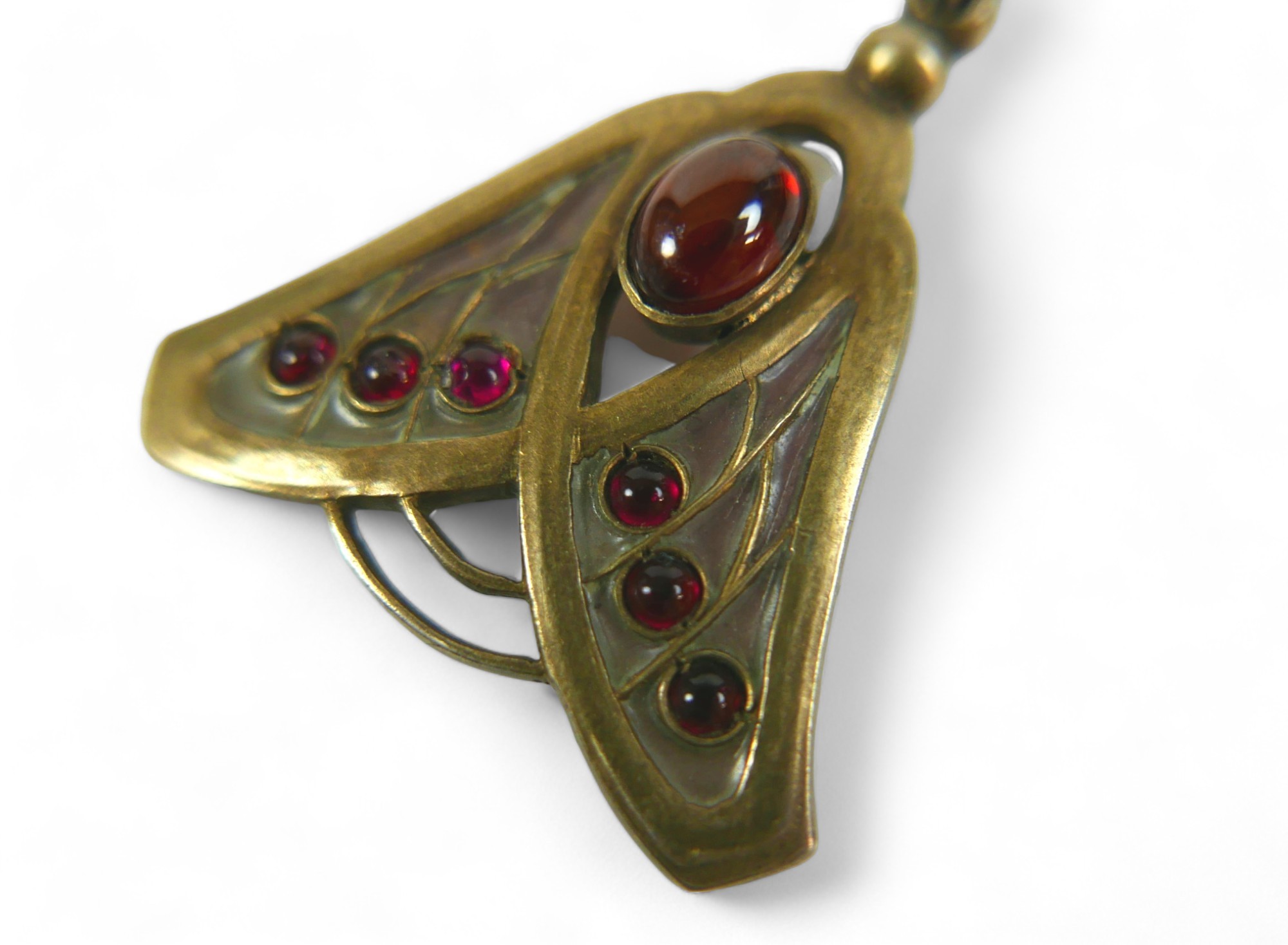 Heinrich Levinger a Jugendstil / Art Nouveau style pendant, stamped 900 Depose, with large central - Image 3 of 8