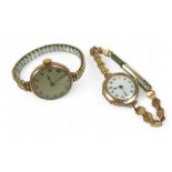 Two 9ct gold cased watches