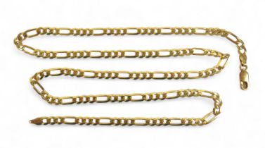 A 9ct open gold link necklace, with one large and three small ring design alternating, 59cm long,