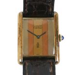 A vintage Must de Cartier lady's tank wristwatch, ref. 6 145571, silver gilt rectangular case