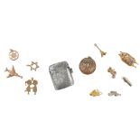A group of four 14ct gold charms