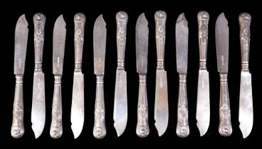 A set of twelve silver fish knives, Henry Birks & Sons Ltd, Sheffield 1956, total gross weight 22.