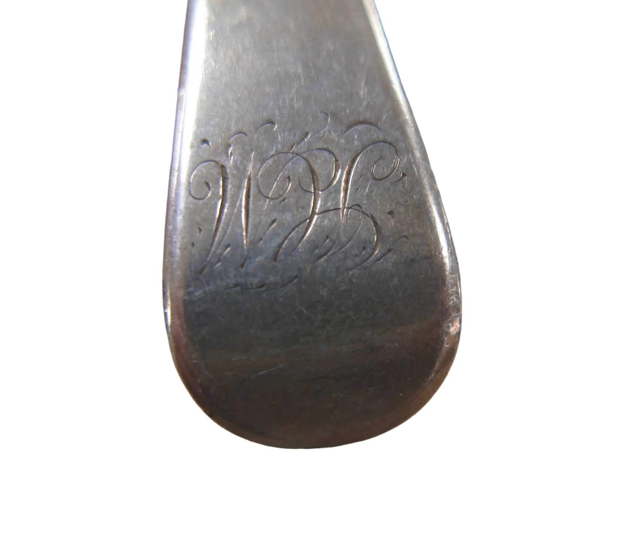 Three George III and later silver table spoons, comprising an old English pattern spoon, monogram to - Image 4 of 6