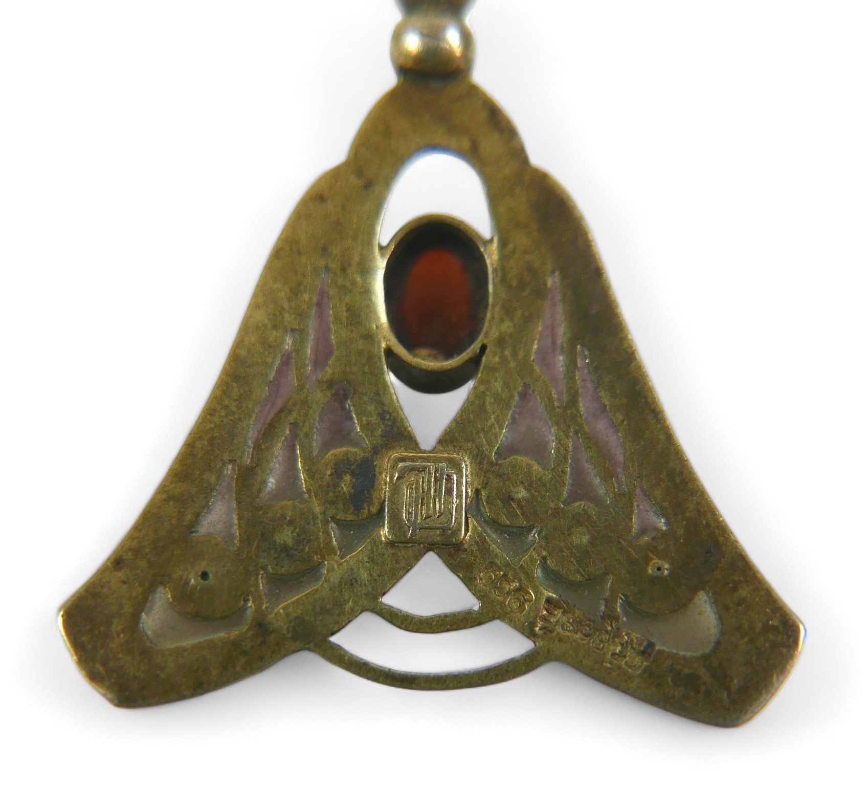 Heinrich Levinger a Jugendstil / Art Nouveau style pendant, stamped 900 Depose, with large central - Image 4 of 8