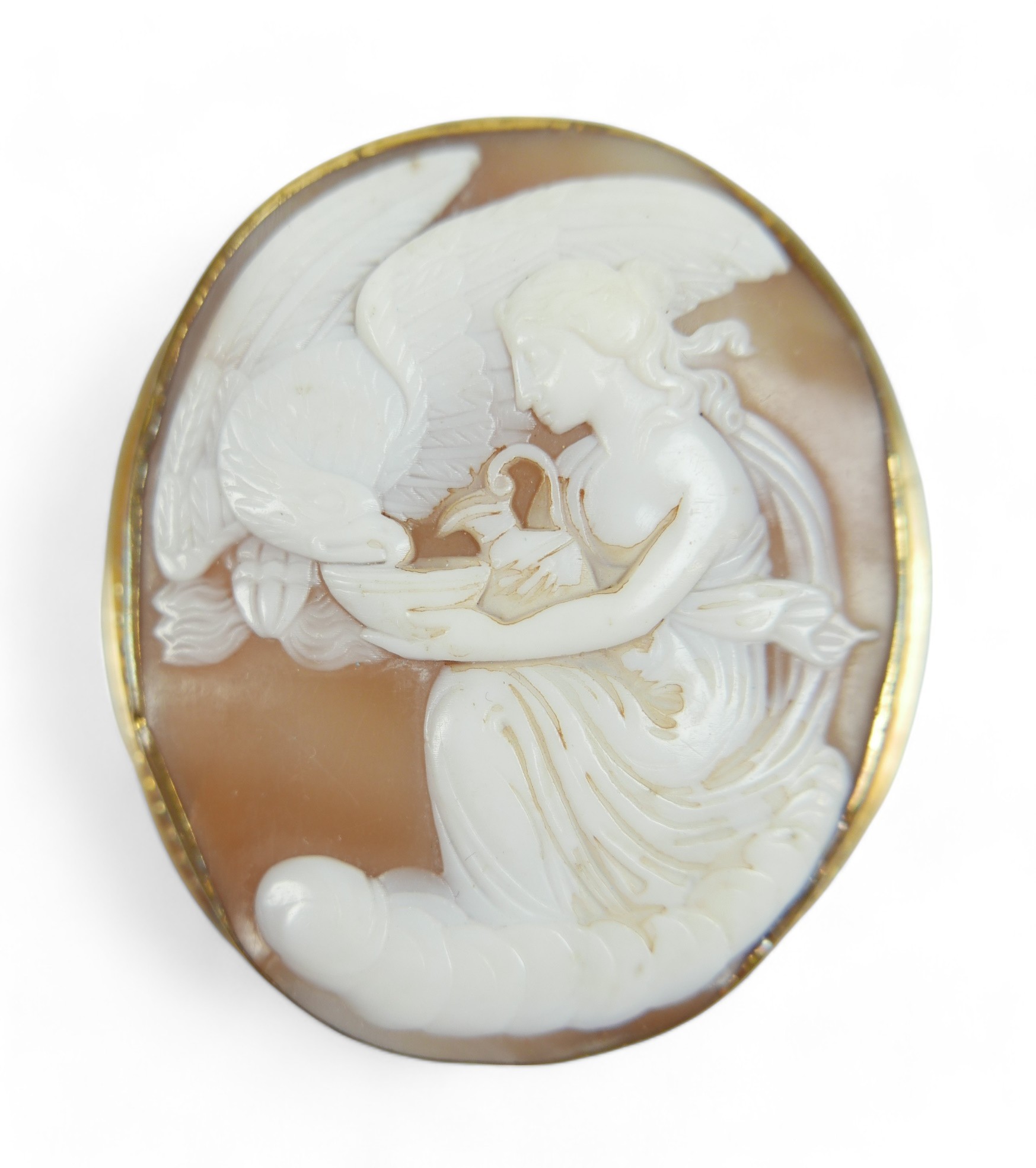 A gilt metal cameo brooch of classical design, 5cm by 1cm by 6cm, together with and a pair of - Image 4 of 5