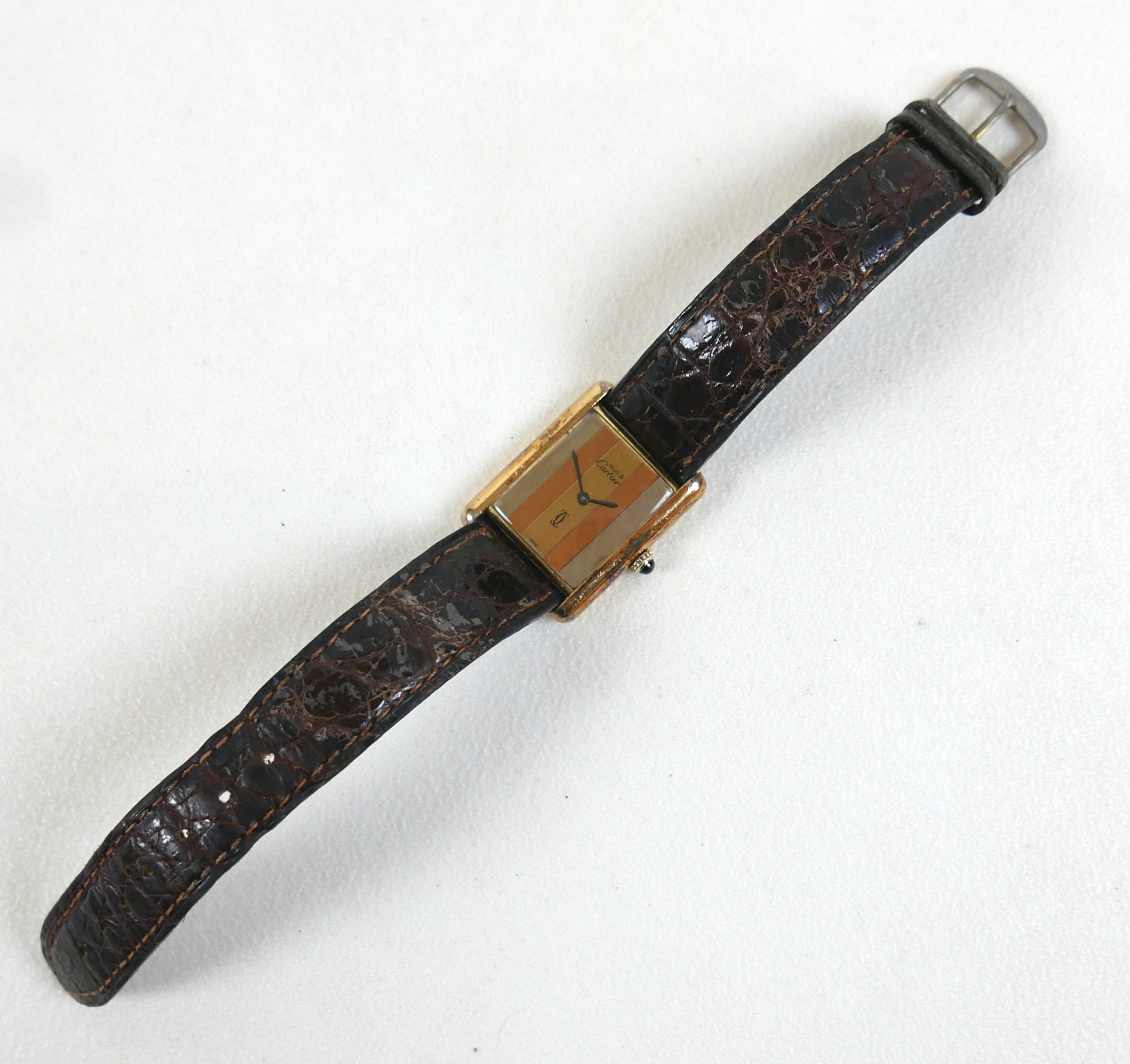 A vintage Must de Cartier lady's tank wristwatch, ref. 6 145571, silver gilt rectangular case - Image 4 of 14