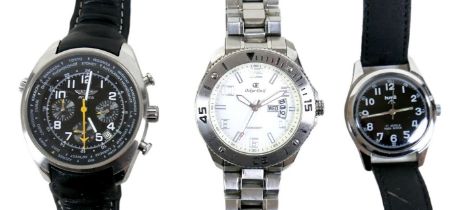 A group of three gentleman's wristwatches, comprising an Oskar Emil stainless steel watch with