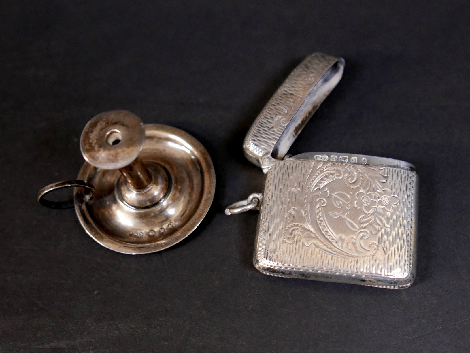 A small group of silver items, comprising a Victorian silver baby's rattle with coral teether, - Image 6 of 8