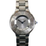 A Must de Cartier 21 stainless steel lady's quartz bracelet wristwatch, 28mm case, model 1340,